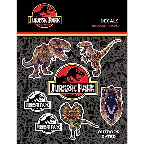 Jurassic Park Licensed Decals Set of 7 Waterproof Vinyl Stickers - Value Pack
