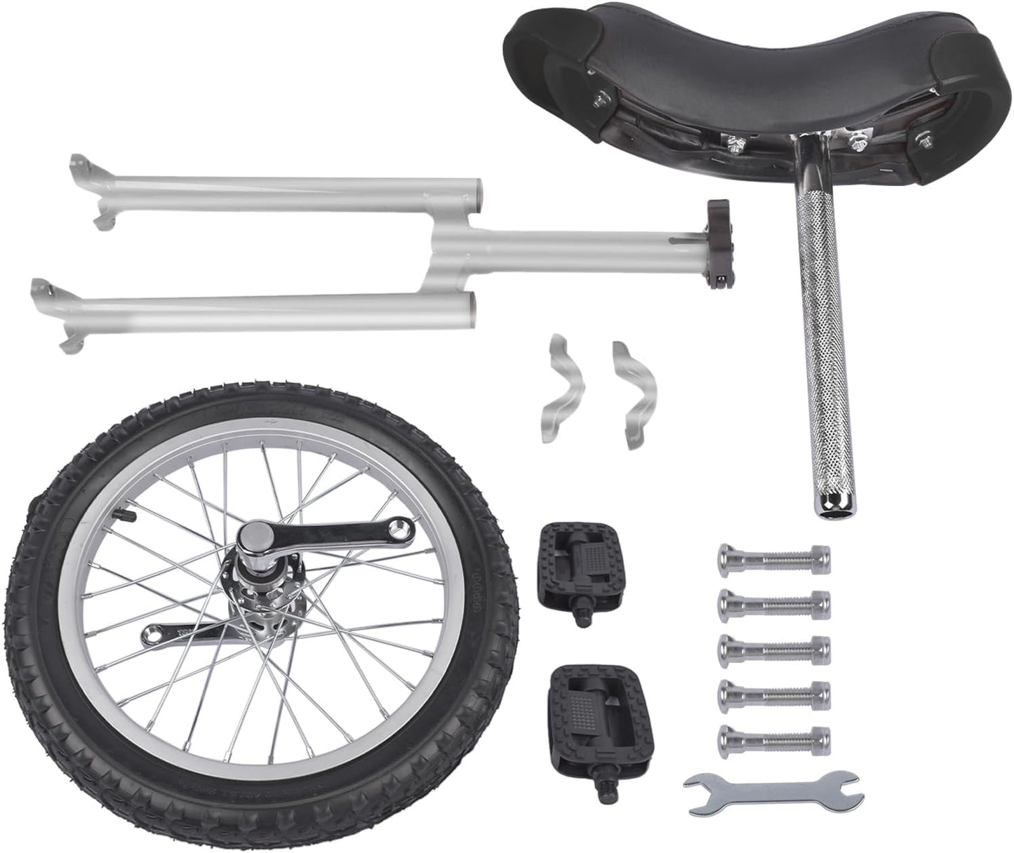 16 Inch Wheel Unicycle Balance Fitness Exercise Adult Kids Outdoor Sports Training Cycling Unicycle with Steel Rim,Mountain Tire Cycling Sports Exercise with Adjustable Seat(Silver)