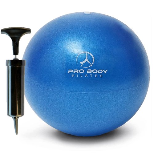 ProBody Pilates Small Exercise Ball with Pump - 9 Inch Workout Ball for Stability, Barre, Yoga, Core & Physical Therapy, Home Gym & Office Use (Blue)