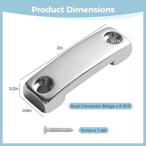 8 Pcs 316 Stainless Steel Marine Hardware, Boat Connector Bridge, Strap Clamp, Belt Hook Hinge Bridge with Screws, for 20mm and 25mm Webbing, Corrosion-Resistant, Quality, for Outdoor and Marine Use