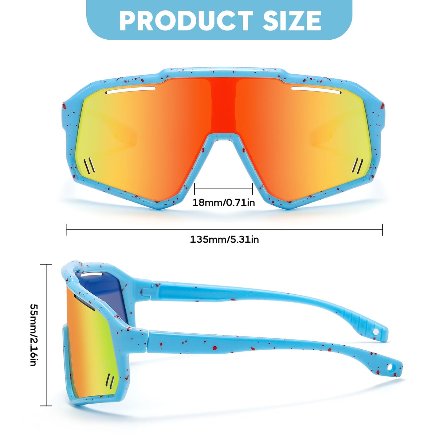 RSQQAV Kids Youth Sports Sunglasses for 3-12 Girls Boys UV400 for Baseball and Biking Tennis other Outdoor Goggles