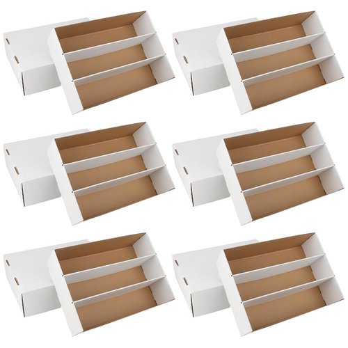HIMOMO 6 Pack Trading Card Storage Box, 2340 Count White Sports Card Organizer for Storing, Protecting and Organizing Soccer, Basketball Game Cards