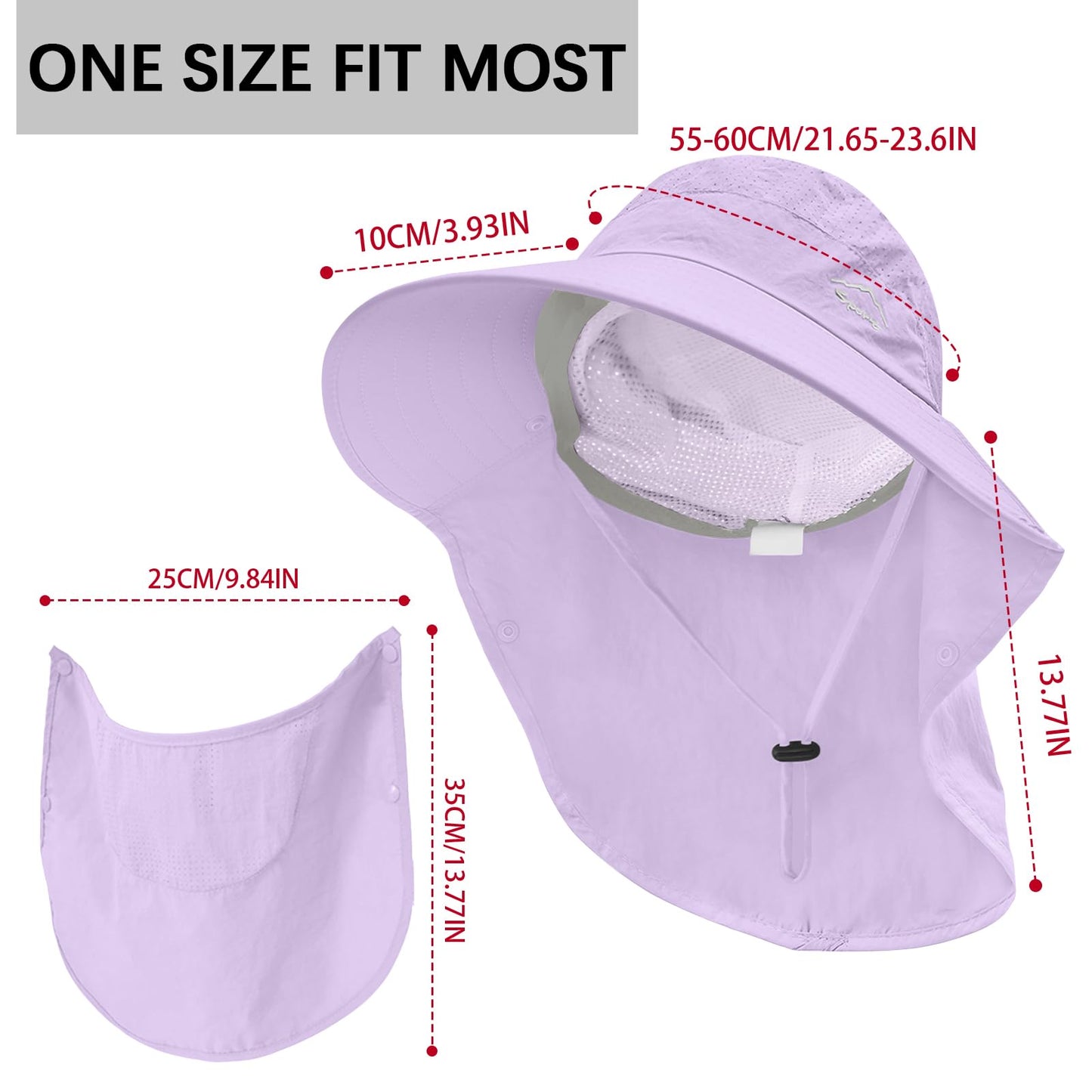 Rosoz Sun Hat for Men Women with Neck Flap,Wide Brim UPF50+ Fishing Hat with Detachable Face Cover Outdoor Sun Protection Hat