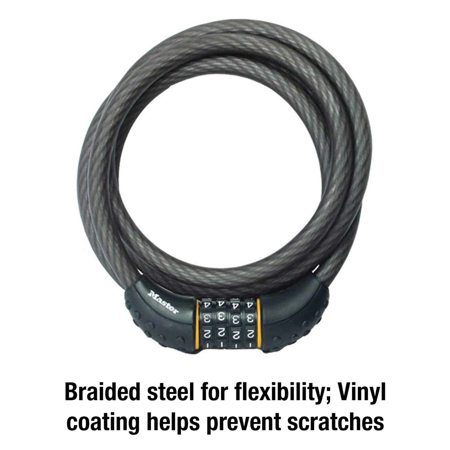 Master Lock Cable Lock, Set Your Own Combination BikeLock, 6 ft. Long, Black, 8122D (Pack of 144)
