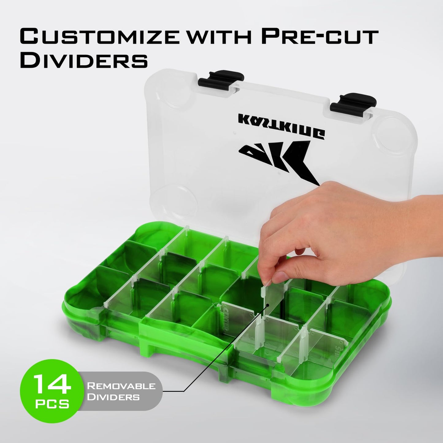 KastKing Bait Vault Camouflage Tackle Box, Plastic Fishing Tackle Box Storage Organizer with Removable Dividers, 4 Packs Tackle Trays Terminal Tackle Storage, Rounded Corner Lure Boxes