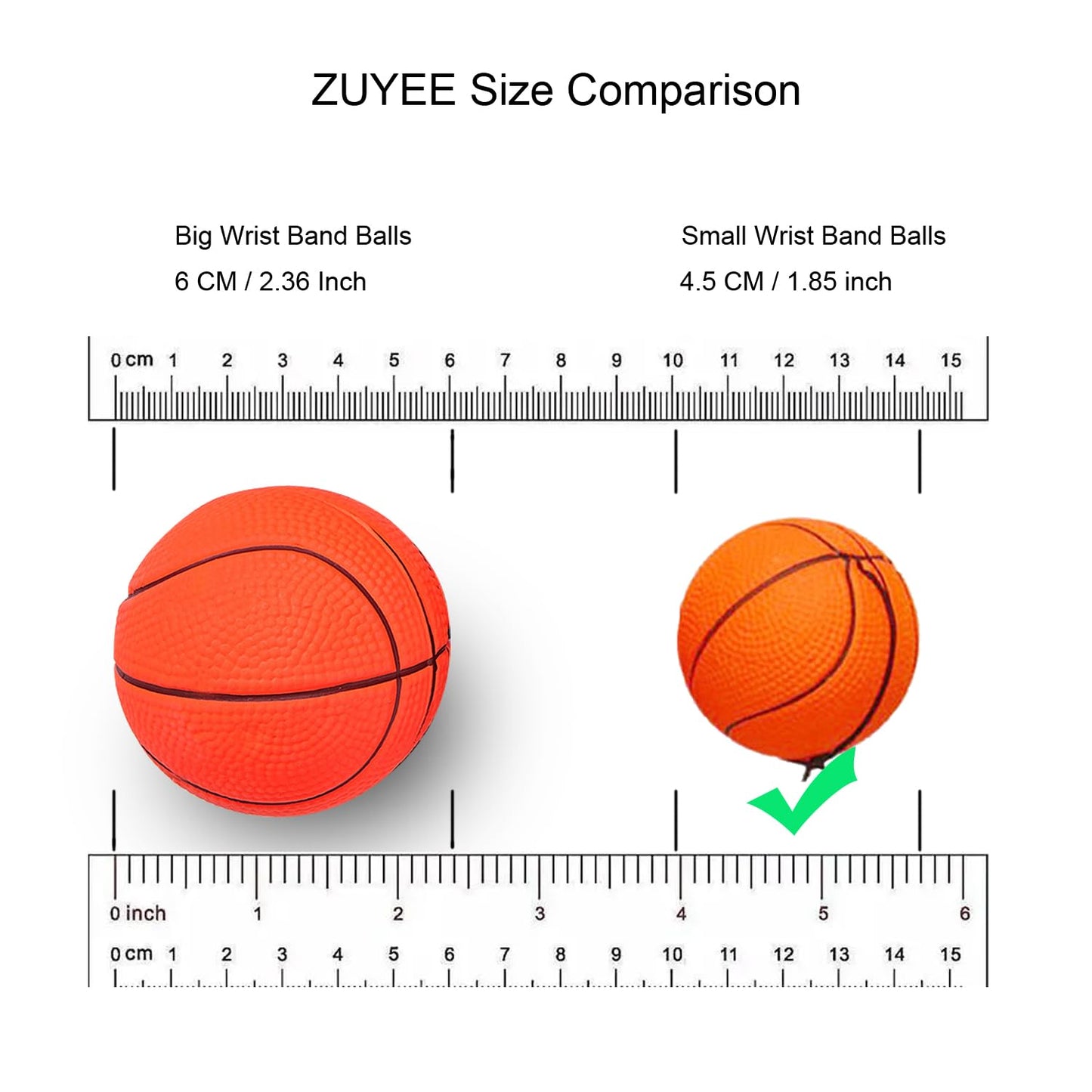 ZUYEE Wrist Return Ball 1.85 Inch Sports Wrist Balls On A String Rubber Rebound Balls (Basketball, Baseball, Soccer) Wristband Toy for Children Kids Gift Exercise or Play (4 PCS)