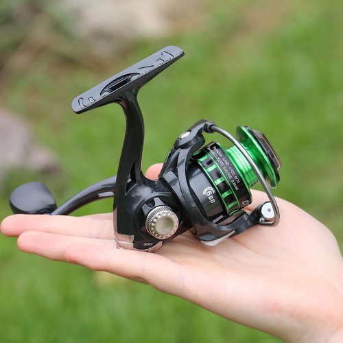 Mini Spinning Fishing Reel - 5.2:1 Gear Ratio 4+1 Ball Bearings Lightweight Aluminum Spool Freshwater & Saltwater Fishing Reel Left/Right Hand Retrieve,Green