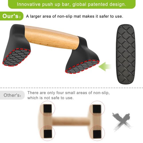 Push Up Bars, Wooden Push Up Handles for Floor, Sturdy Pushup Stands for Men & Women Home Gym Strength Training Equipment Fitness, Wood Pushup Bar Handle Grip, 2 Pack