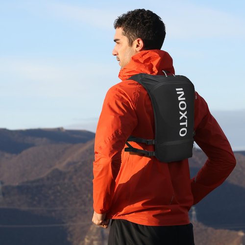 INOXTO Running Hydration Vest Backpack,Lightweight Pack with 1.5L Water Bladder and 250ml Soft Flask Daypack for Hiking Trail Running Cycling Race Marathon for Women Men (Black, Standaed)