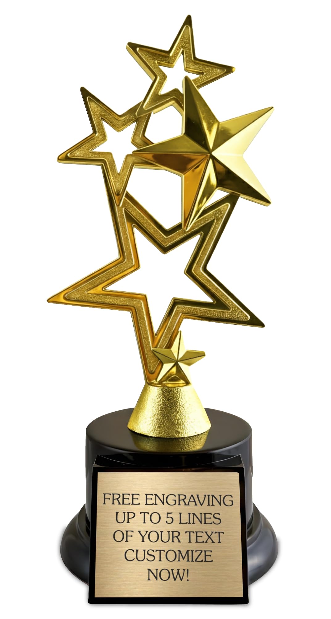 Awards4U Gold Star Custom Trophy - 7.5 Inches Tall Rising Star Trophy Award with Customizable Engraved Plate - Personalized Star Trophies for Employee of the Month Recognition or Fantasy Football