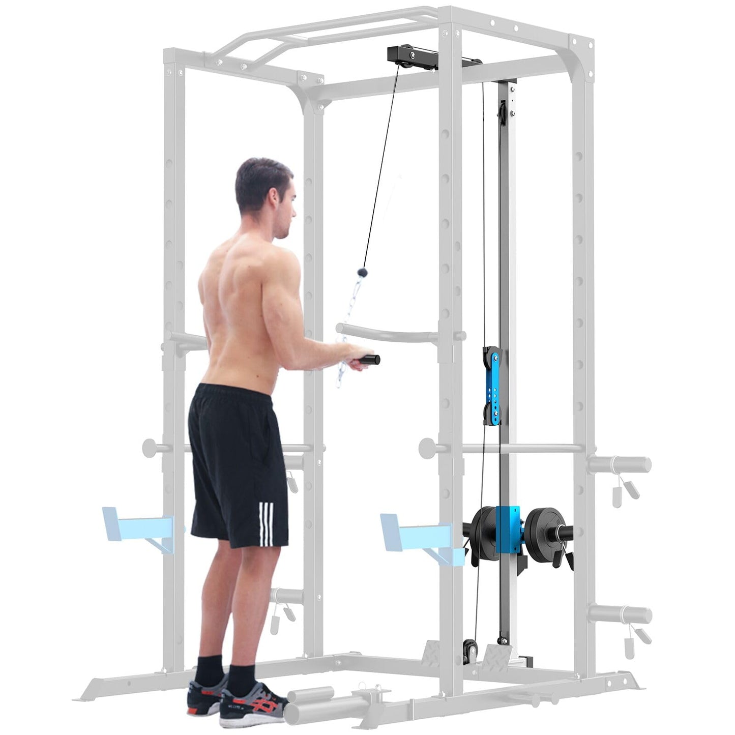 ULTRA FUEGO LAT Pull Down Attachment for Power Cage, Multi-Functional Power Rack Optional Cable Pulley System for Home Gym, Addition for ULTRA FUEGO Power Cage(LAT Pull Down Attachment Only)
