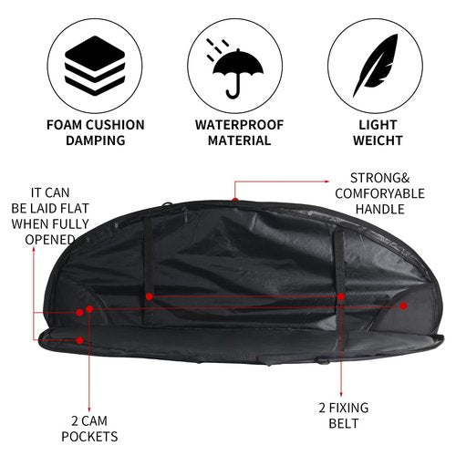 FENJANER Archery Compound Bow Case Soft Bow Bag with Arrow Quiver Light-Weight Bow Carry Bag with Adjustable Shoulder Strap & Backpack Straps for Adults Hunting and Target Practice (45", Black)