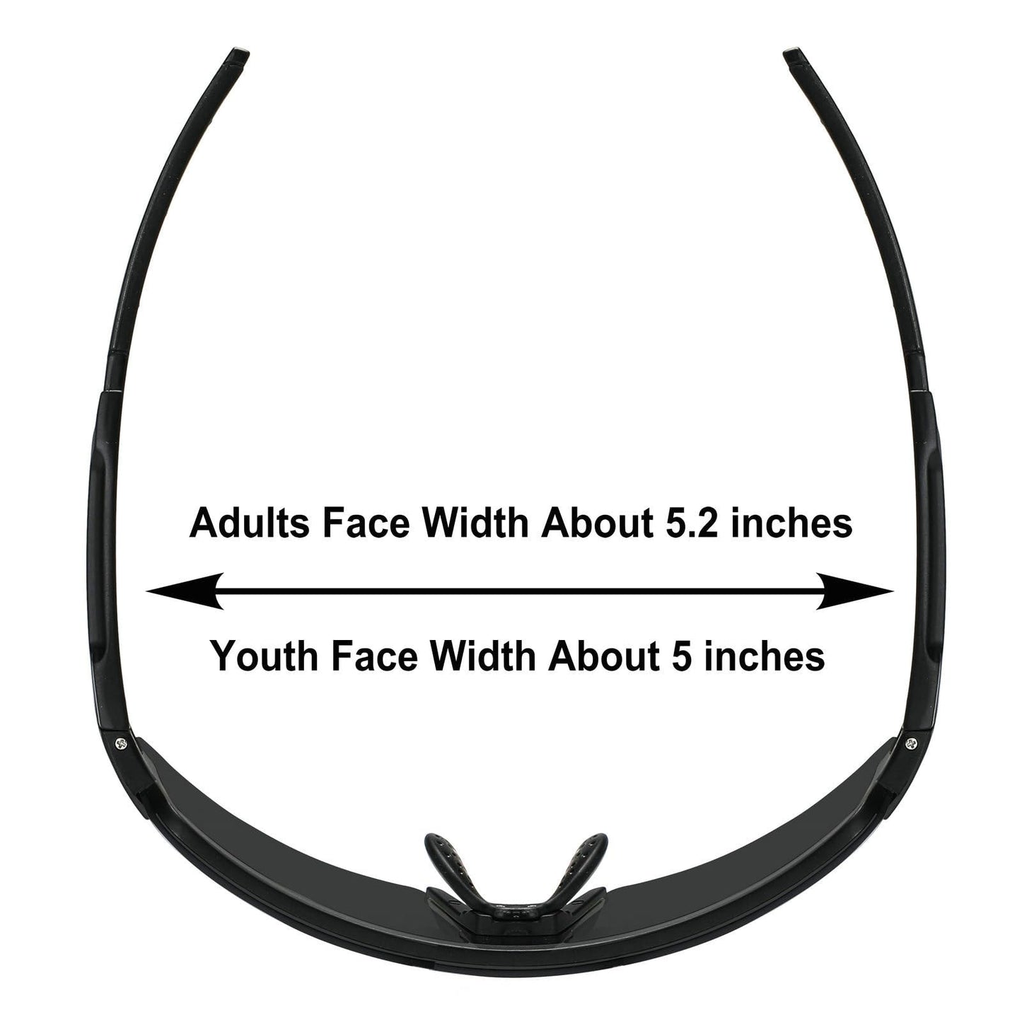 OMEKOL Age 8-18 Youth Polarized Baseball Sunglasses Boys Girls Sports Sun Glasses UV400 Goggles Head Width Less Than 5 Inch - AP1-S