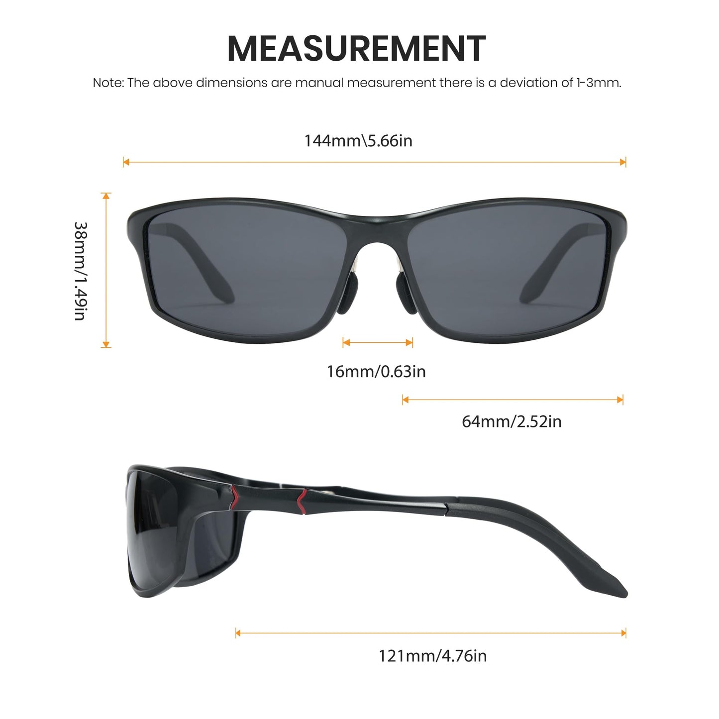 Cyxus Square Polarized Sunglasses for Men Ultralight Metal Sun Glasses Driving Fishing Golf Sports UV400 Protection Black