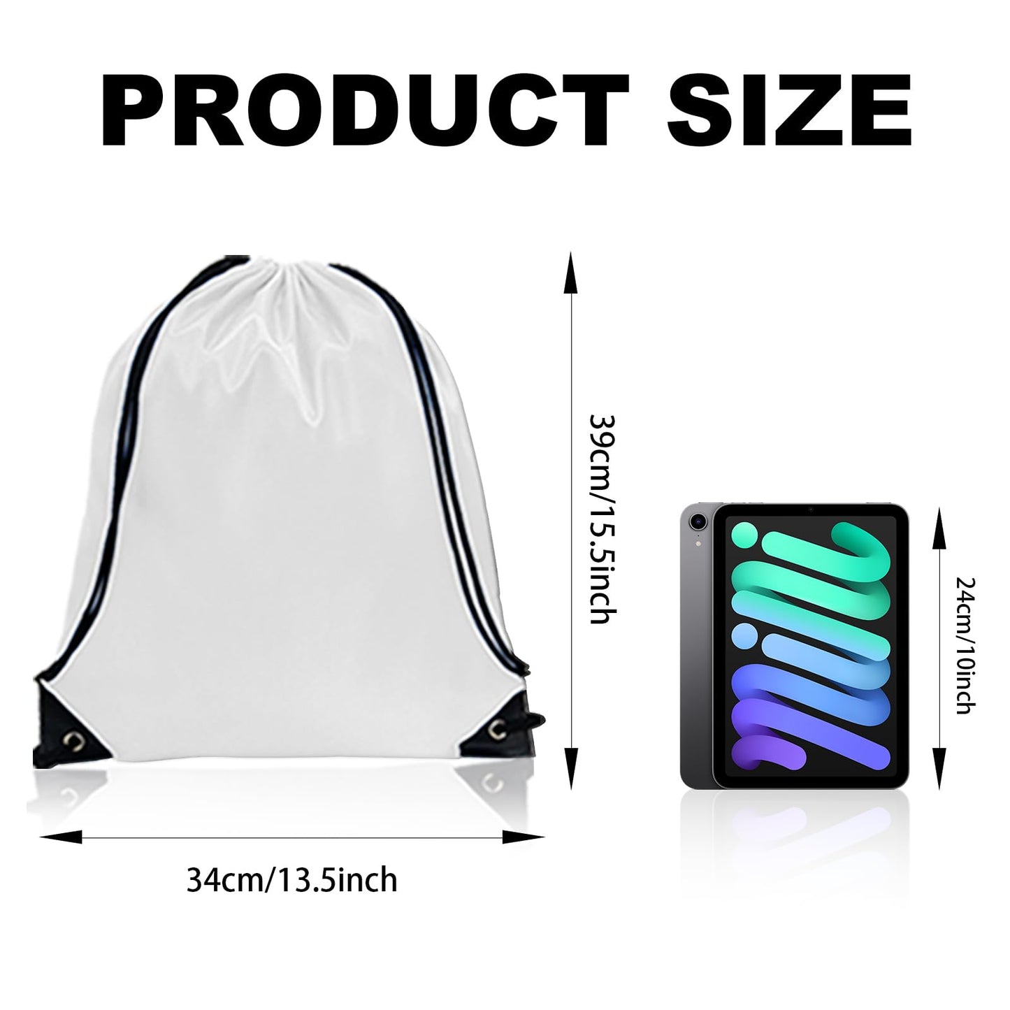 GoodToU Drawstring Bags - Nylon Gym & Travel Drawstring Backpack (White, 80Pcs)