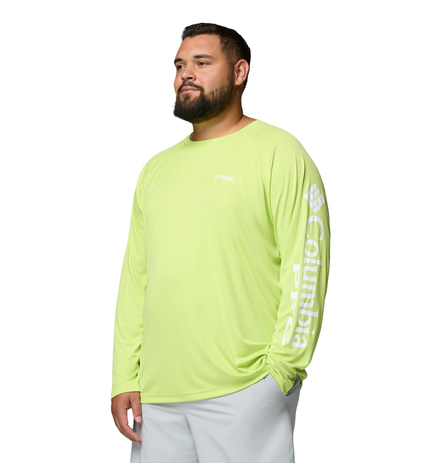 Columbia Men's PFG Terminal Tackle Long Sleeve Fishing Shirt, Voltage/White Logo, 1X