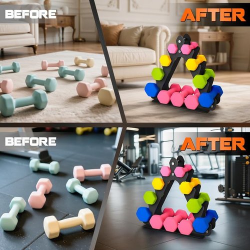 4-Tier Dumbbell Rack, Large Capacity Weight Rack for Women & Kids, Holds 1-11 lbs Dumbbell Stand Sets, Home Gym Storage Organizer(Dumbbells Not Included)