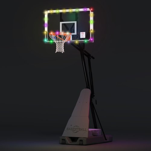 Cofiyard LED Light Portable Basketball Hoop Outdoor with Extra Sandbag, 5.25-10FT Height Basketball Hoop Outdoor with Extra Large Capacity Base, Adjustable Basketball Goals System
