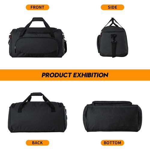 Uarition Gym Bag for Men - 55L Black Durable Large Duffle Bag for Travel, Workout, Fitness & Sport