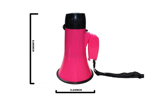 BEMLDY Portable Megaphone Bullhorn 20 Watt Power with Built-in Siren/Alarm-Adjustable Volume -Strap Powerful and Lightweight (Plus-Record, Pink)