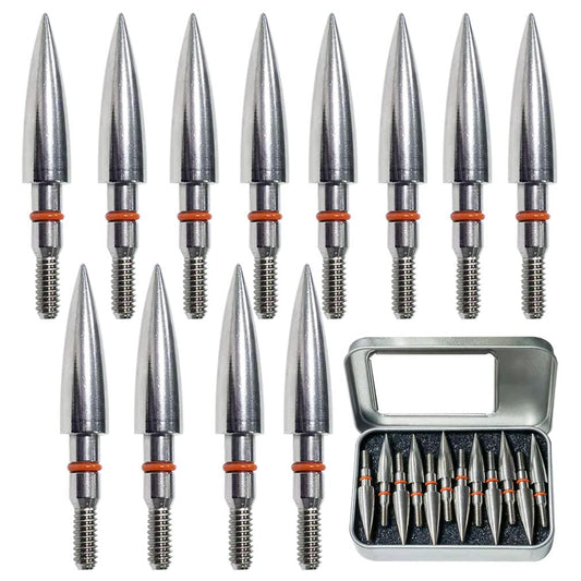 Field Points arrowheads 125 Grains Archery Field Points, 5/16" Stainless Steel Screw in Archery Field Tips and Broadheads (1 Dozen 12 PCS)
