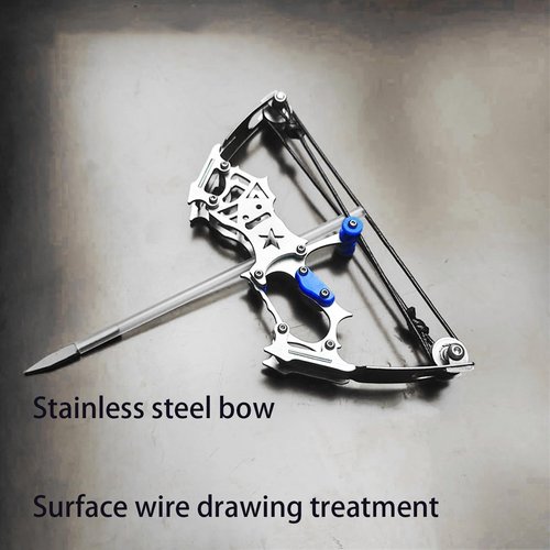 TIETHEKNOT Mini Archery Bow Set Right Hand Mini Compound Bow Mini Hunting Bow Metal Material Catapult RH/LH for Hunting Shooting Practice Archery Entertainment Fun, silvery