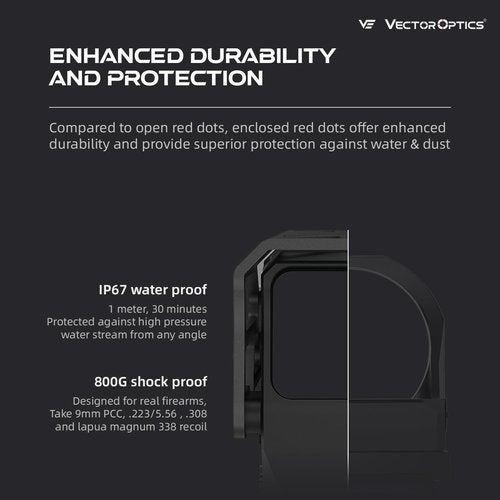 Vector Optics 1x31x26 Extra Large Enclosed Red Dot Sight w/Shroud Protection, Reflex Illuminated 3MOA Red Dot, Quick Detach Mount，Motion Awake, Designed for AR AR15 M4 MSR Platform, SCRD-67