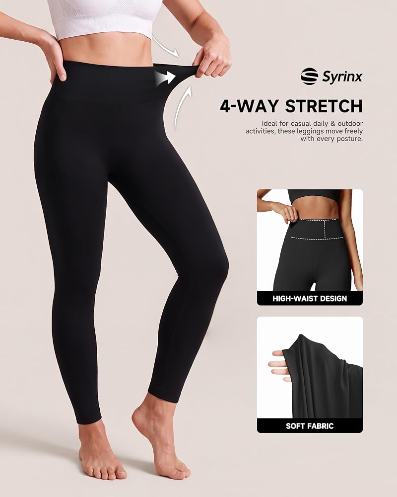 Syrinx 7 Pack High Waisted leggings for Women - Soft Stretchy Tummy-Control Yoga Pants (Black, XX-Large) Variation of THIS listing