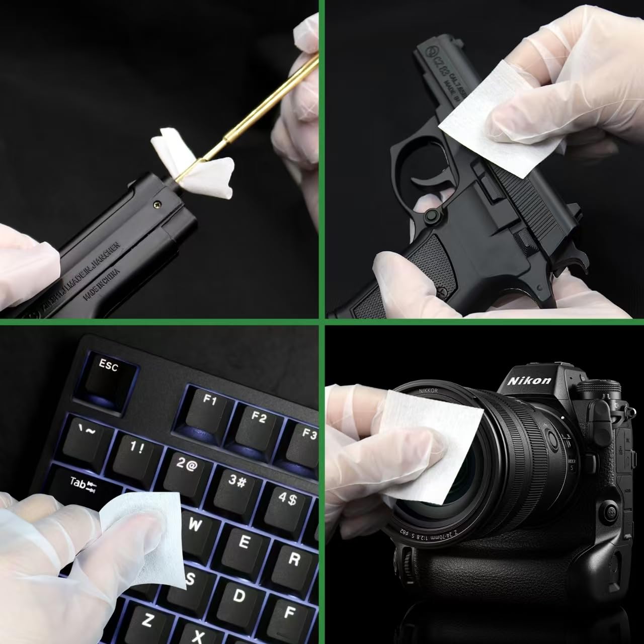 ILANSIN Gun Cleaning Patches+ Gun Cleaning Swabs+ CLP Oil, All in One Gun Lubrication,6" Long Cotton Swab,Lint Free Gun Cleaning Cloth, Fit All Caliber Firearms,Gun Cleaning Supplies Storage in Box