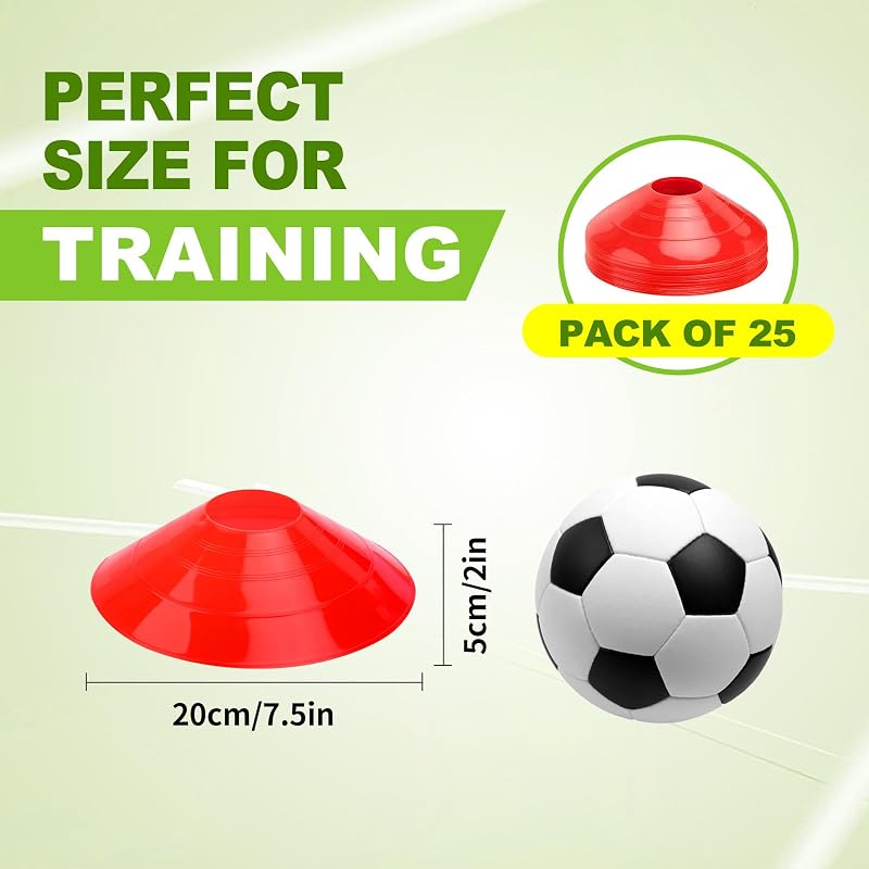 Agility Soccer Cones Set of 25/50/100 with Carry Bag – For Soccer, Basketball, Training, Indoor & Outdoor