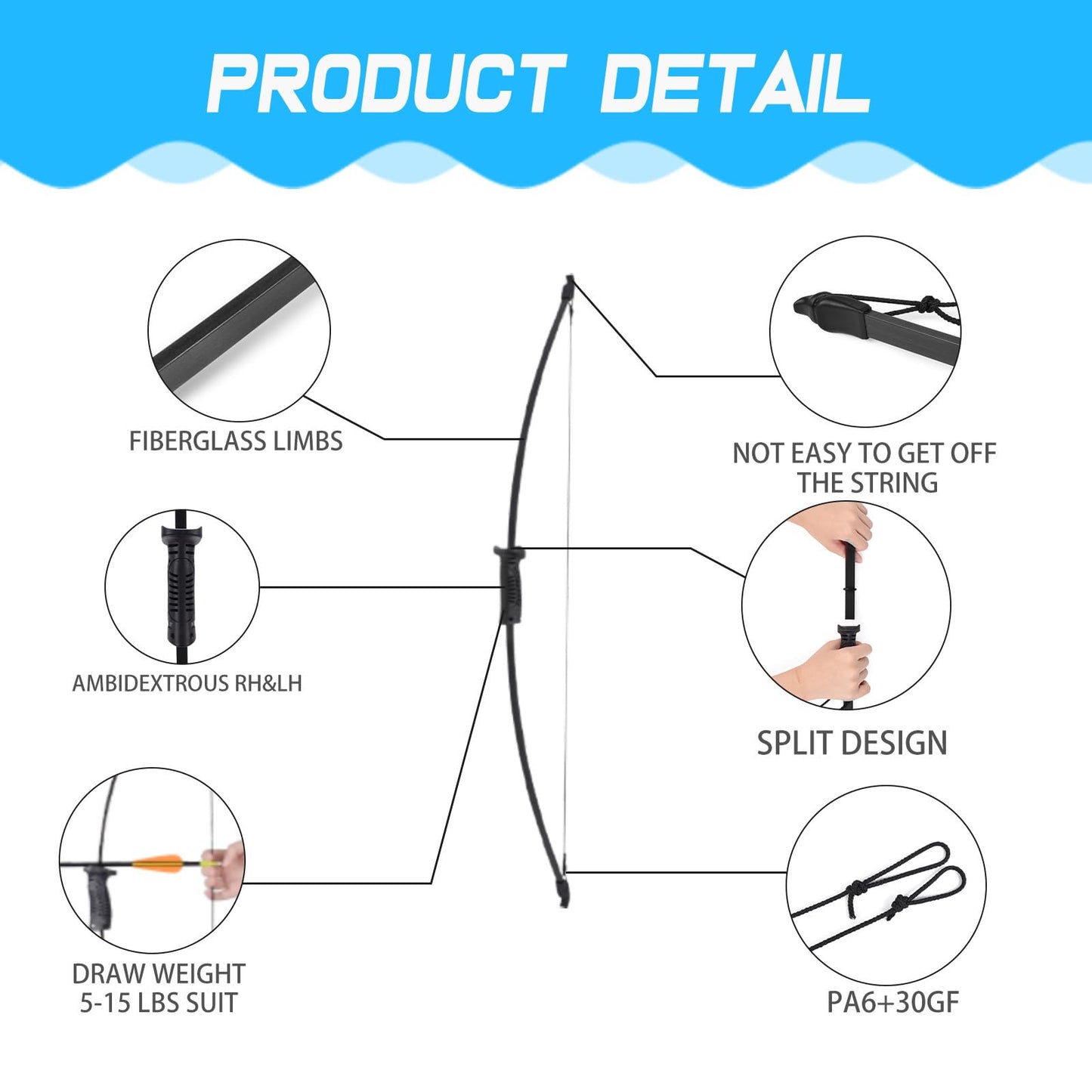 ELONG OUTDOOR Recurve Bow and Arrow Set Outdoor Archery Beginner Training Includes 8 Arrows, Armguard, Quiver, Target Face, Finger Tab