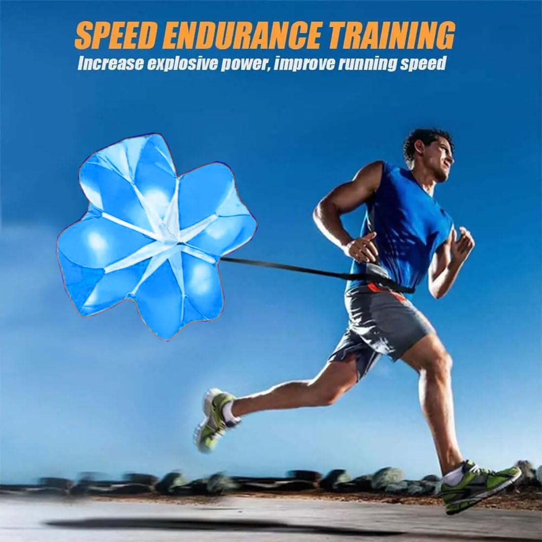 EastyGold Running Speed Chute Resistance Parachute 56 inch Powerchute Umbrella Training Sprint Power Soccer Trainer for Runner, Football, Soccer Drilling