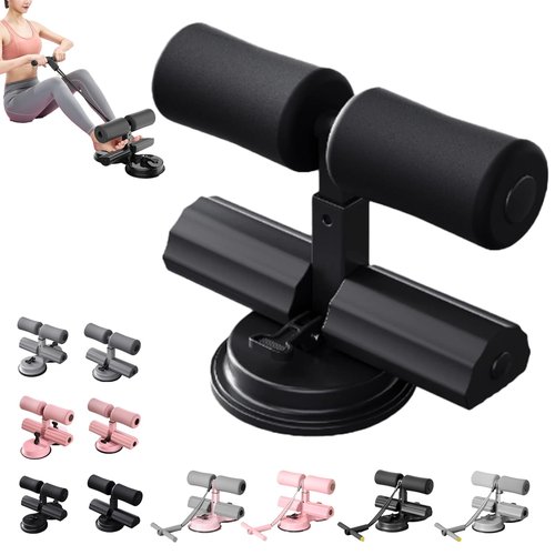 Ab Training Auxiliary Device, Adjustable Sit up Exercise Equipment for Home, Abdominal Muscles Full Body Training for Girl and Men, with Suction Cup and Resistance Band (Basic-Black)