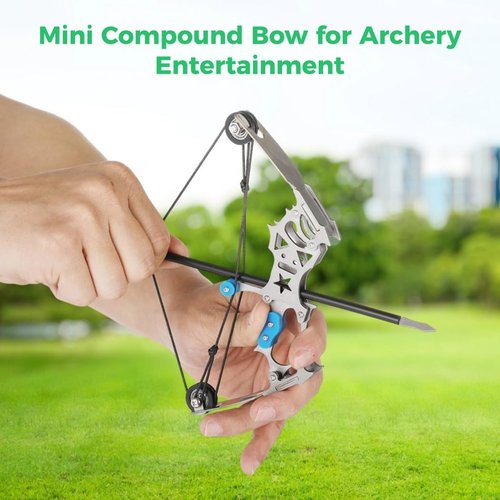 Stainless Steel Mini Compound Bow Set, Pocket-Sized Archery Kit for Practice, Gift Idea for Kids and Adults
