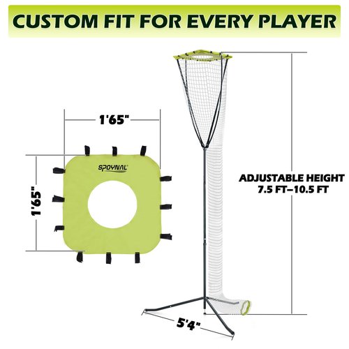 Volleyball Training Equipment, Volleyball Setter Training Net with Adjustable Height (7.5-10.5 FT) & Angle, Serve Trainer Equipment with Carry Bag for Serving, Spiking & Setting Drills