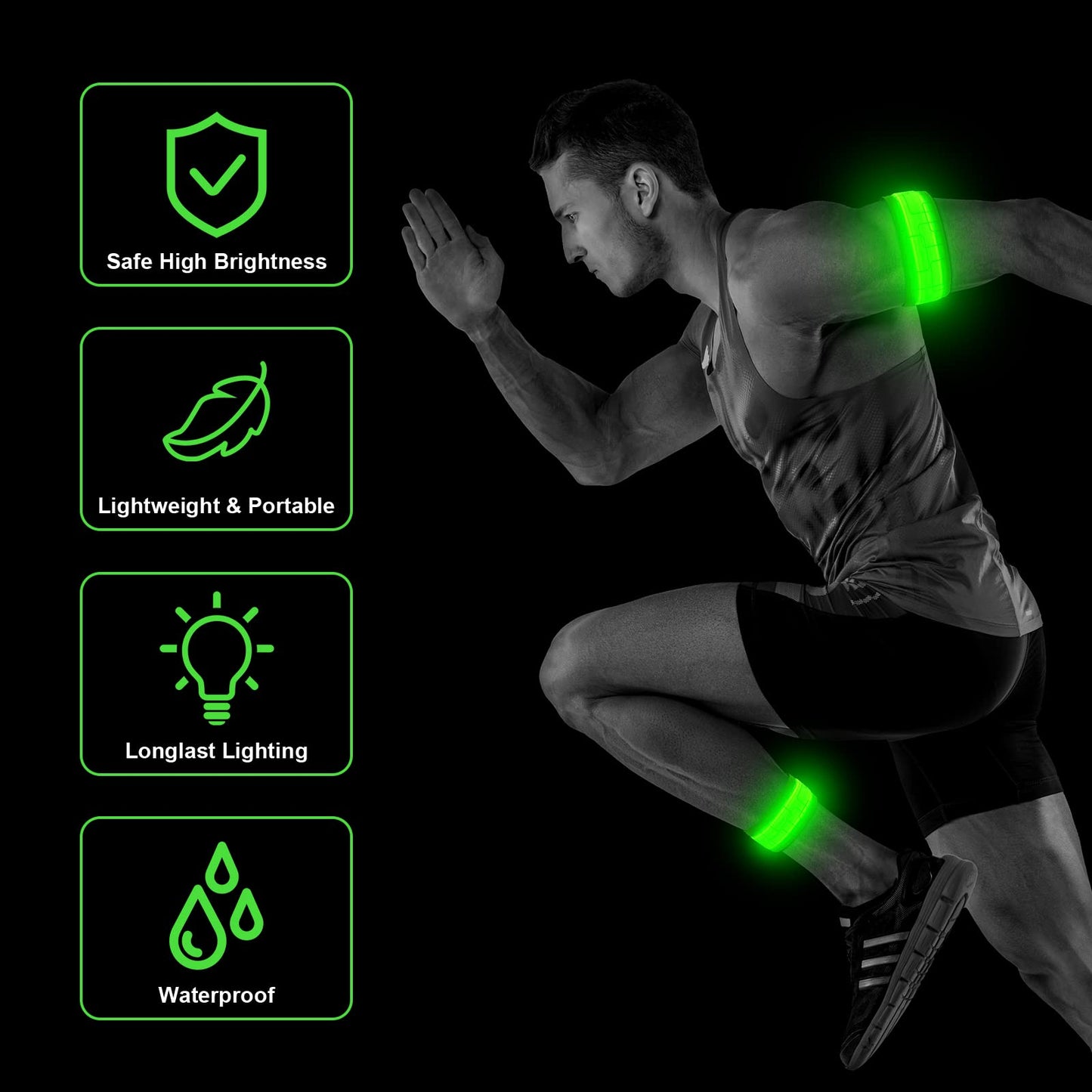 Aucuu Light Up Armband LED Slap Safety Armband for Kids Night Walking, LED Luminous Armband Magic Strap for Running, Cycling, Jogging