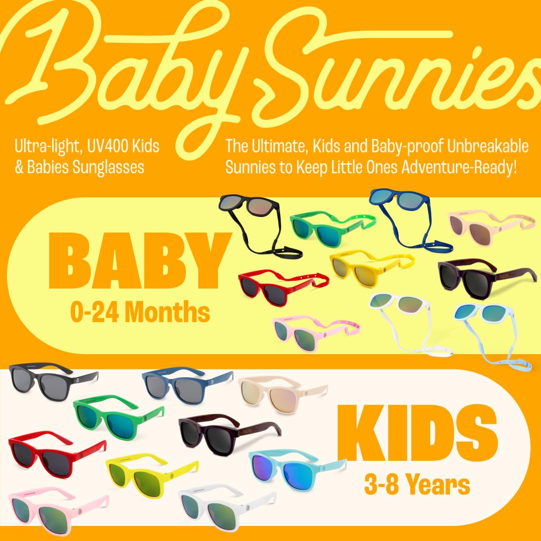 BABY SUNNIES Polarized Baby Sunglasses with Strap - Unbreakable Flexible Infant Sunglasses for Toddlers & Newborns 0-24 Months - Pink - Baby Beach Essentials - Infant Travel Essentials
