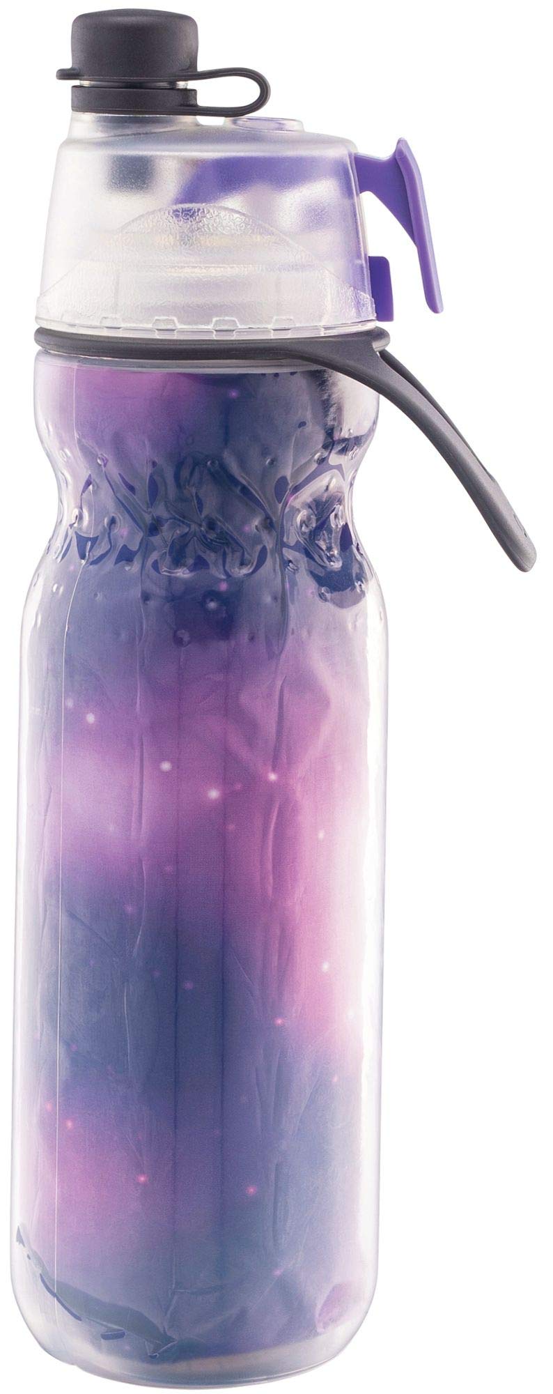 O2COOL Mist 'N Sip Misting Water Bottle 2-in-1 Mist And Sip Function With No Leak Pull Top Spout Reusable Sports Water Bottle - 20 oz (Celestial Purple)