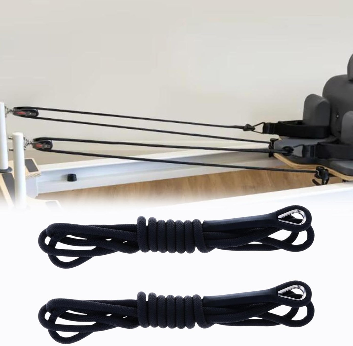 2 Pieces Pilates Reformer Pull Ropes Bands Easy to Install Hardware Fitting Belts Straps for Home Studio Use Pilates Core Bed