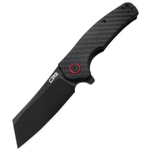 CJRB Crag Folding Pocket Knife, 3.43" AR-RPM9 Steel Blade Carbon Fiber Handle EDC Knife with Pocket Clip for Men Women Camping Survival Hiking, Black (J1904)