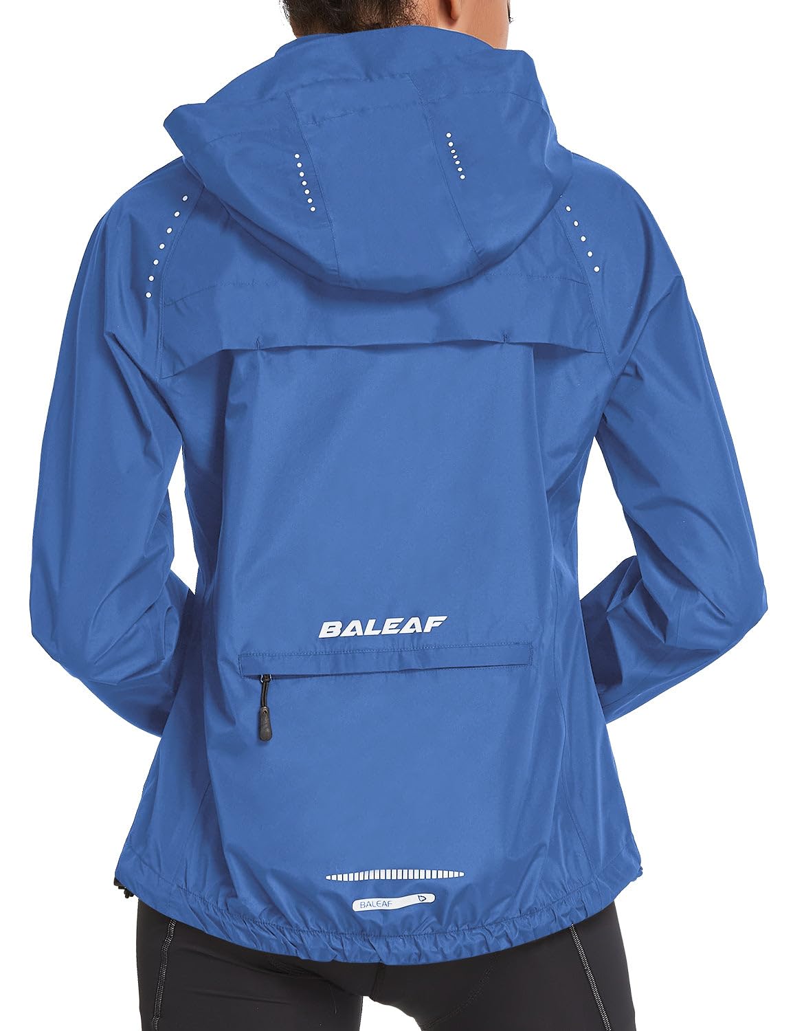 baleaf Women's Running Rain Jackets Waterproof Hooded Windbreaker Packable Lightweight Cycling Jacket Reflective Dark Blue M