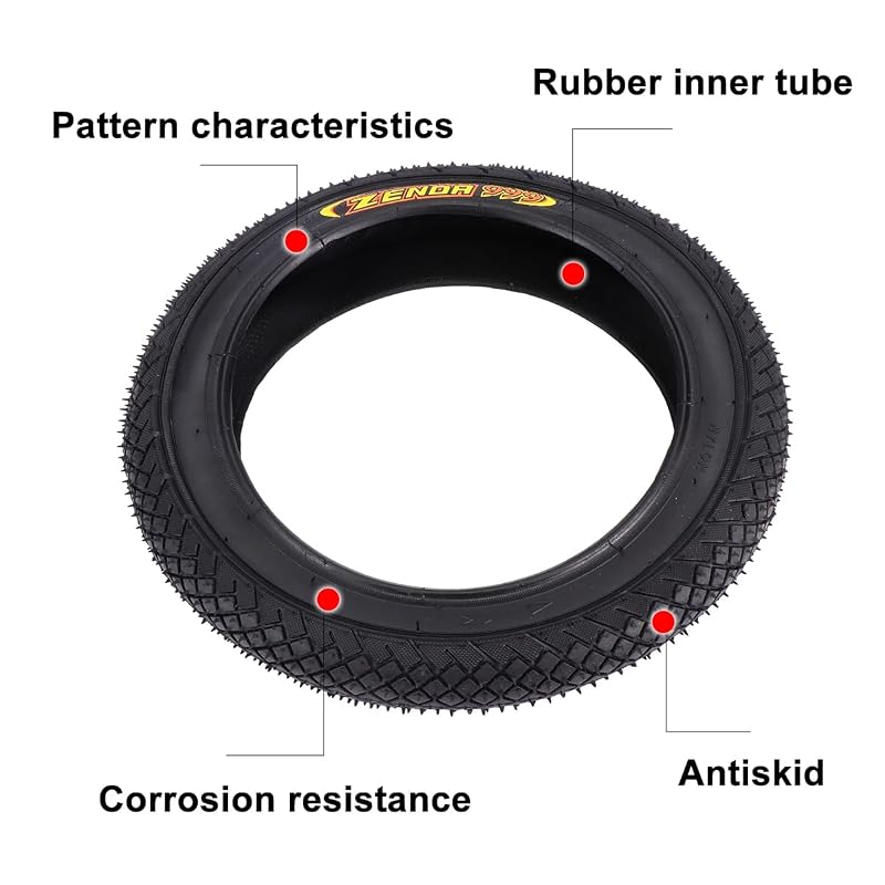 12 Inch Kids Bike Replacement Tire with Anti-Skid Rubber Tread