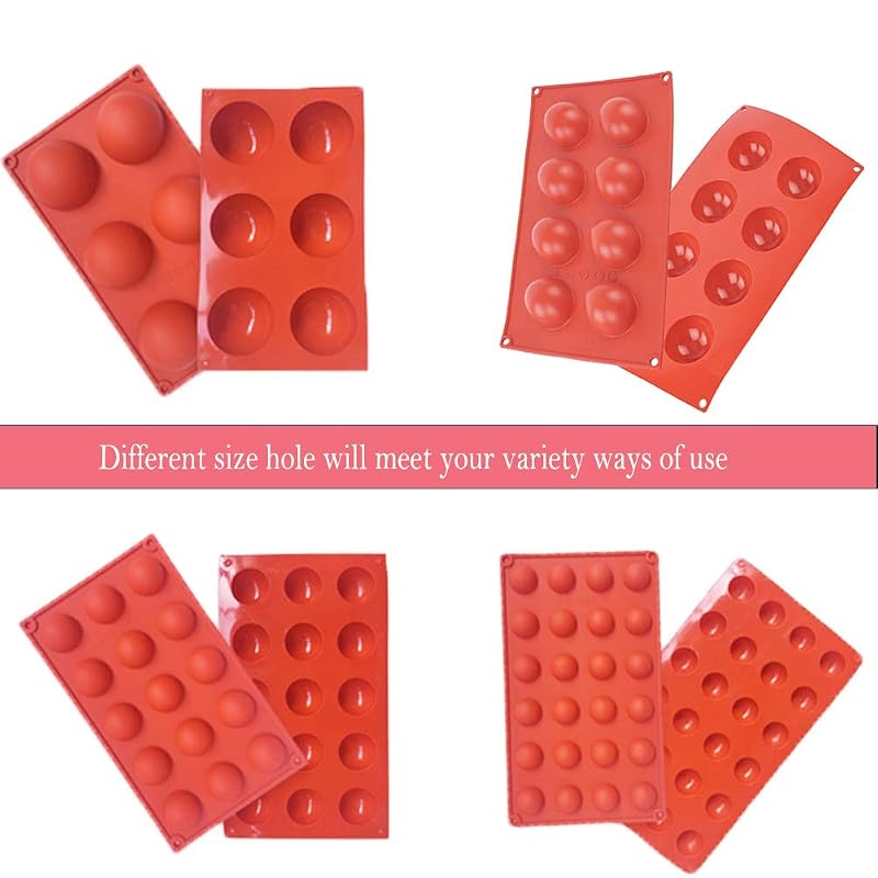 Shxmlf Semicircle Silicone Mold 4-Pack – Half Sphere Cake, Mousse & Gummy Molds Set