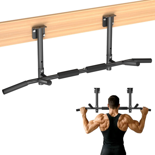 Joist Mounted Pull Up Bar,42" Wide Bar Ceiling Mount Chain Up Bar Adjustable Height,for Home Gym,Cross Training Strength Building,up to 350LBS