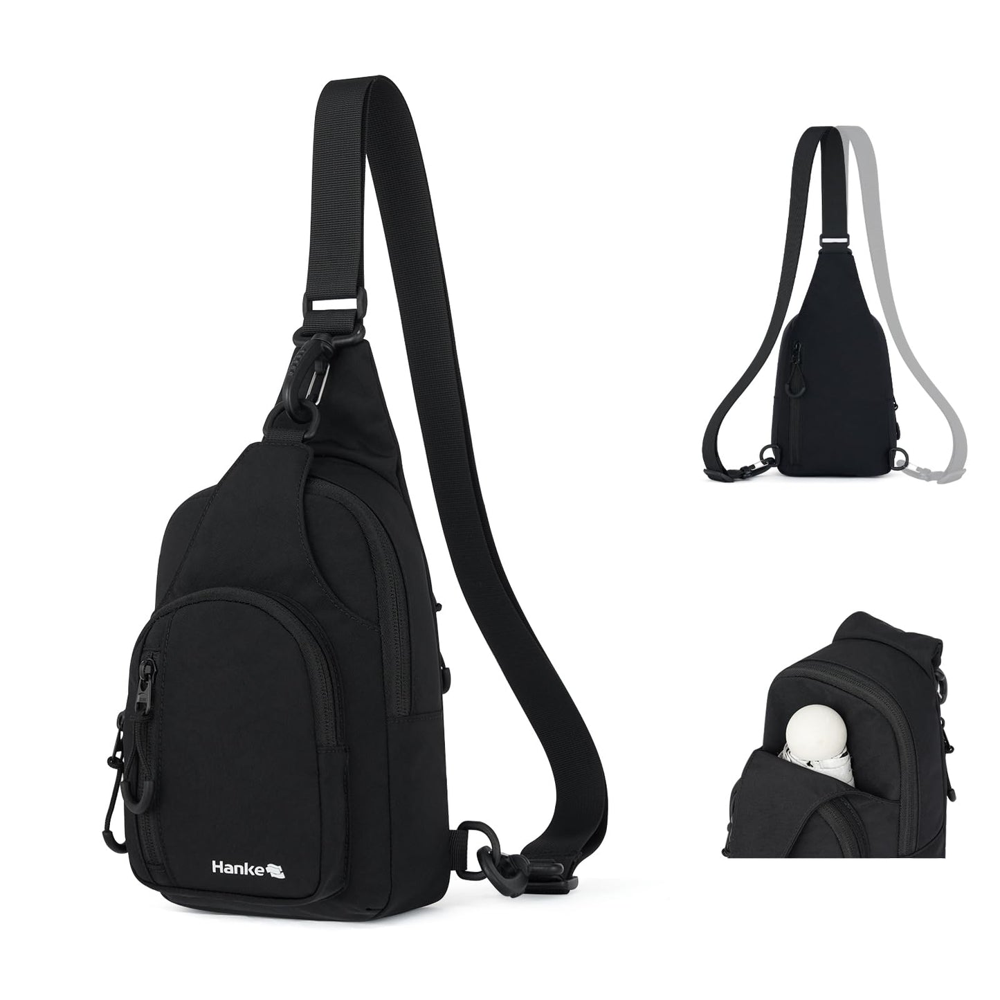 Hanke Crossbody Sling Bag for Women Men, Large Casual Cross Body Sling Bags, Lightweight Chest Bag for Outdoor Hiking Travel (Graphite Black)