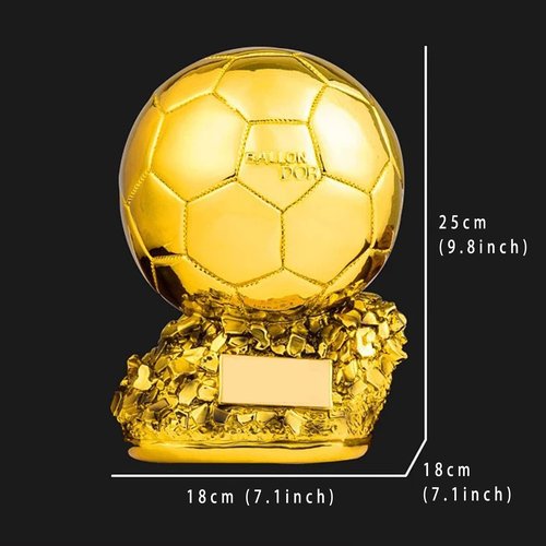 SUSANMAISON Golden Ballon Football Championship Prize Trophy Customizable Player Award Soccer Replica Fan Collectible Birthday Gift (25cm/9.8inch)