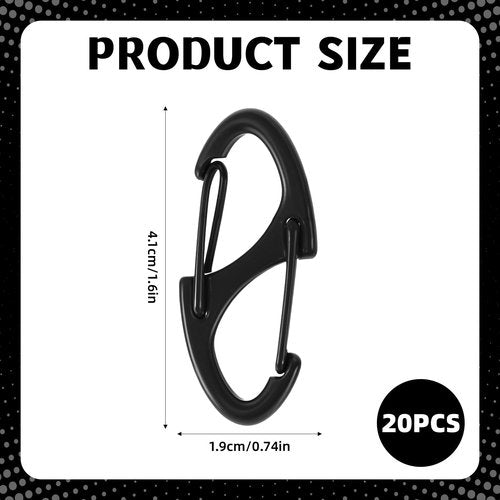 Giantree 20 Pcs S Shaped Double Opening Carabiner Keychain, Alloy S Carabiner Clips, Keychain Spring Snap Hooks Mini Carabiners Clip, for Dual Wire Gate Interlocking Clips Tiny Clip Attachment