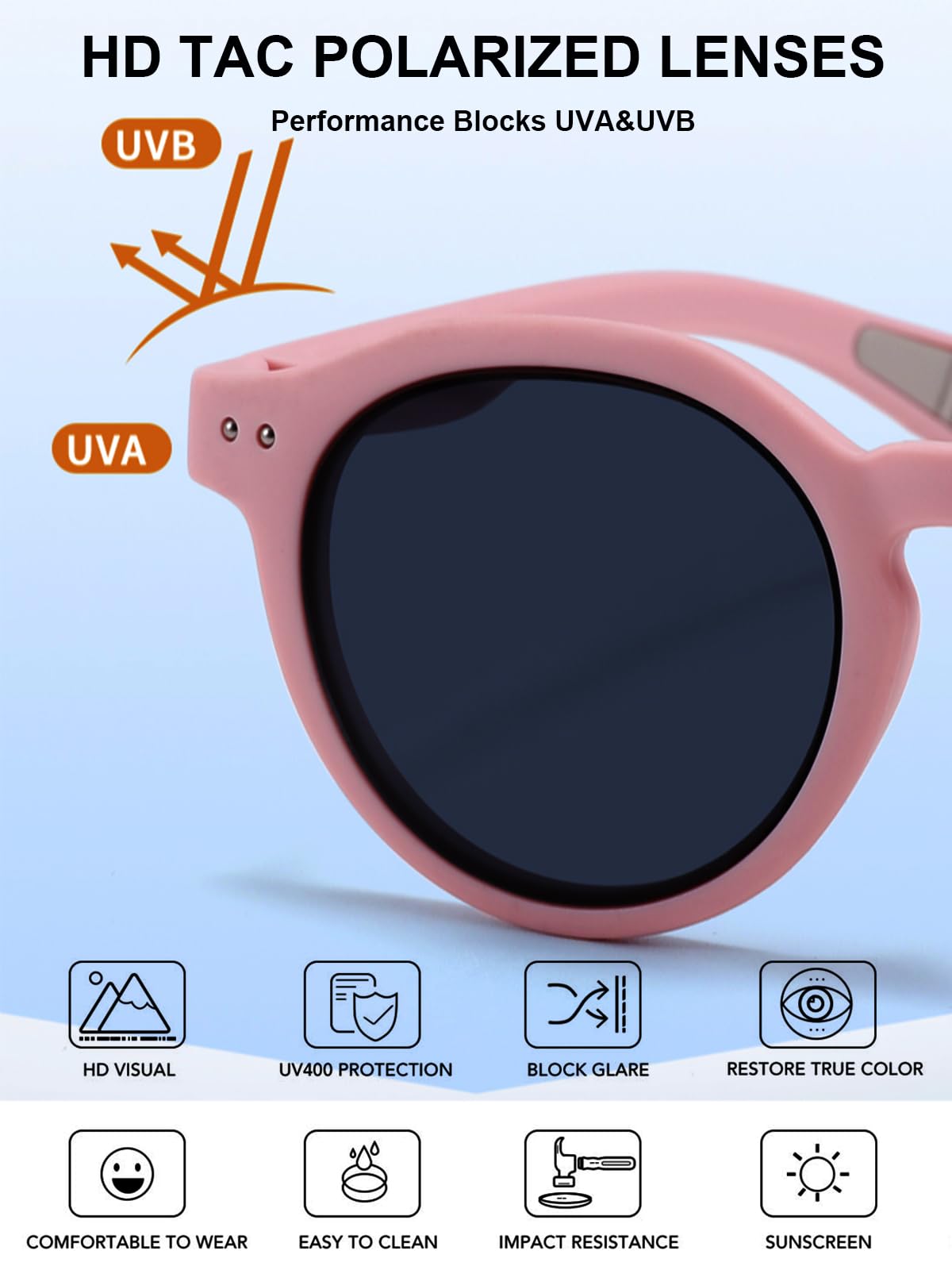 Mirkcittle Polarized Kids Sunglasses for Girls Boys, TPEE Rubber Flexible Frame for Children Age 2-8，100% UV Protection
