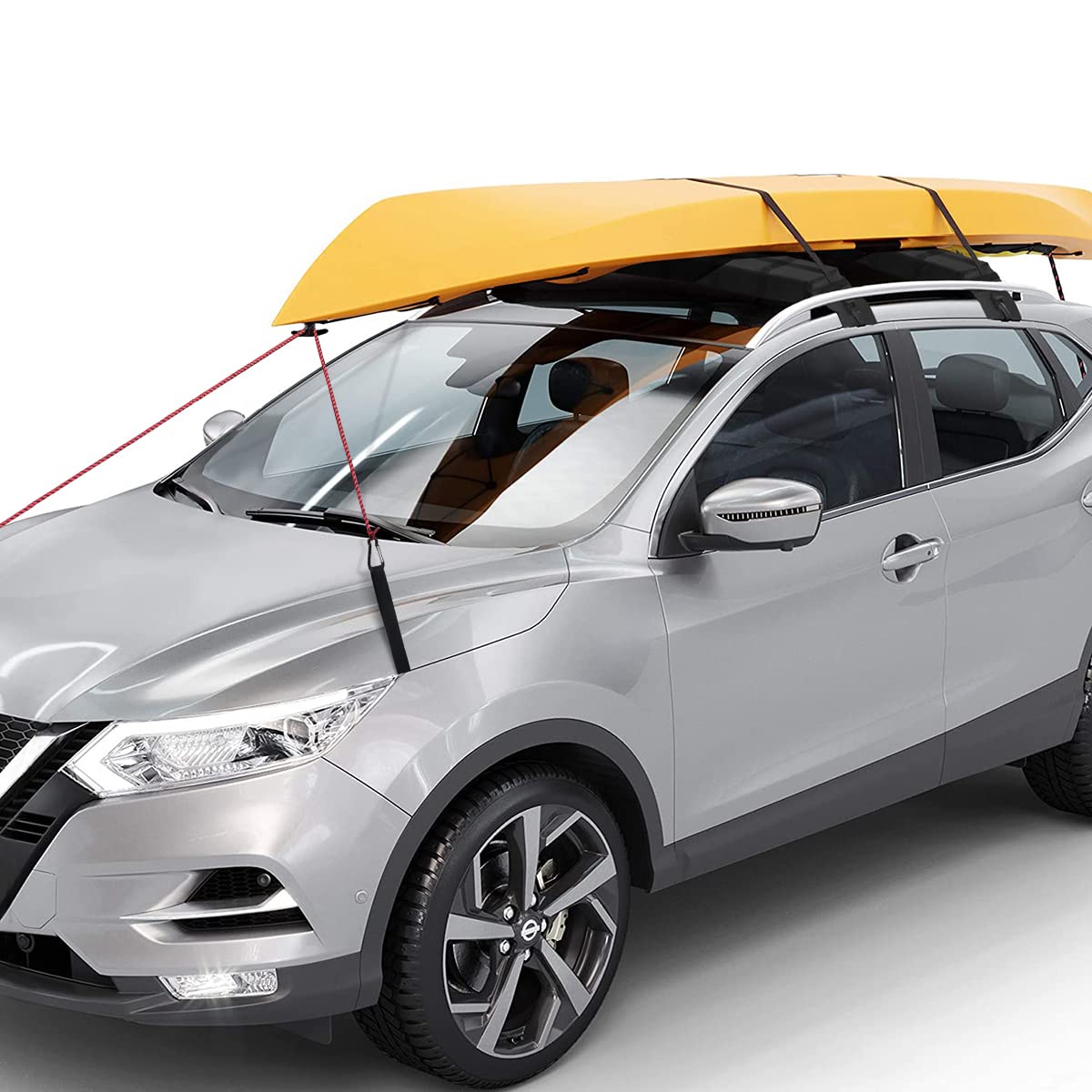 AQUARM Kayak Roof Rack Pads Deluxe Upgrade Universal Car Soft Roof Rack for Canoe/Paddle Board/SUP with Adjustable Steady Tie-Down Straps/Ropes/Hooks/T-Straps and Storage Bag