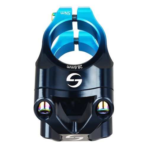 LUNJE 31.8mm Bike Stem, 35mm Short MTB Stem, CNC Machined 6061-T6 Aluminum Alloy with Vibrant Dual-Tone Anodized Finish, Anti-Corrosion, Fits Mountain/Road/BMX Bikes (Black Blue)